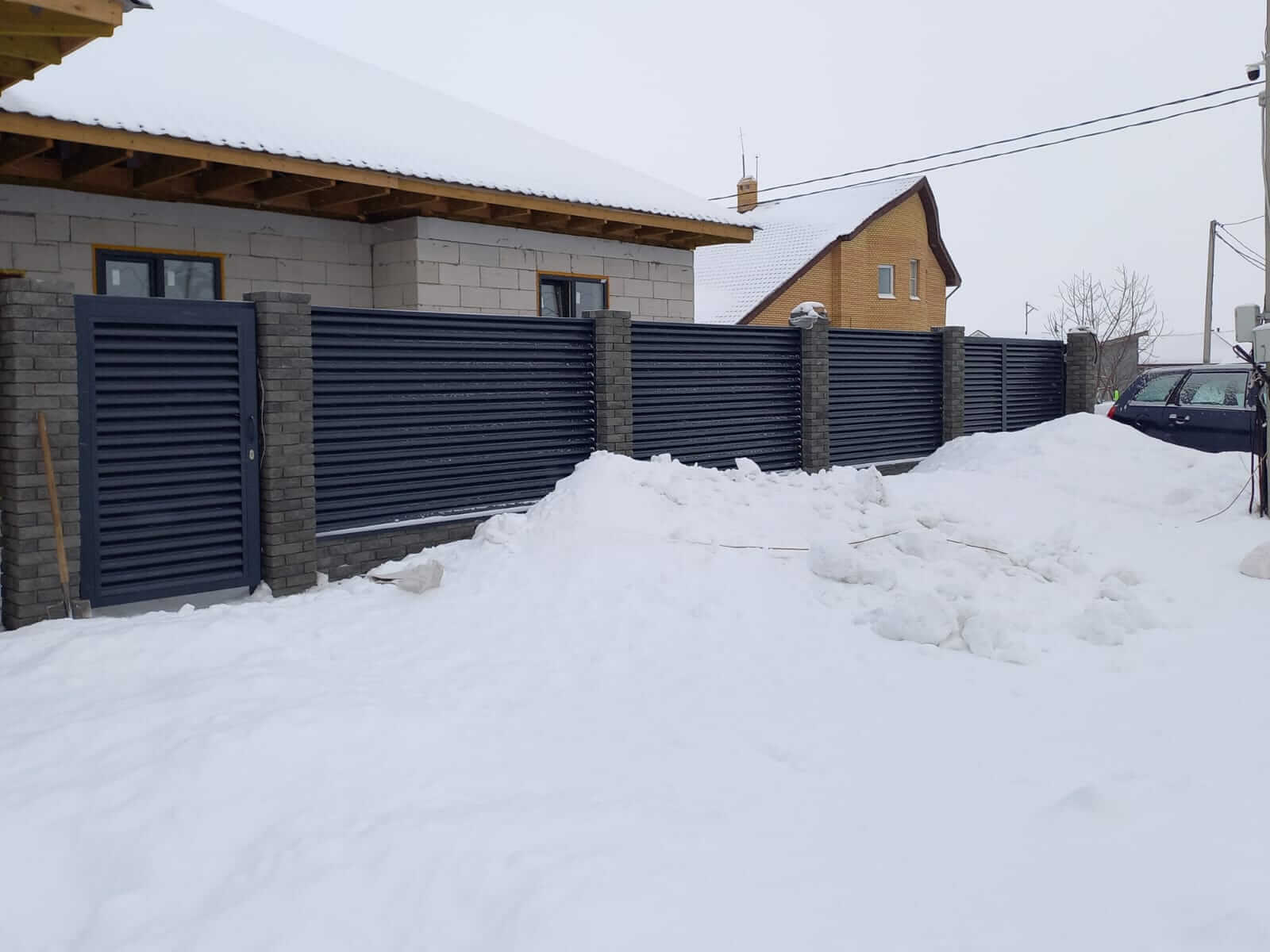 Забор из ламелей еврожалюзи 41м RAL7024/7024 Серый Графит двусторонний в Сургуте