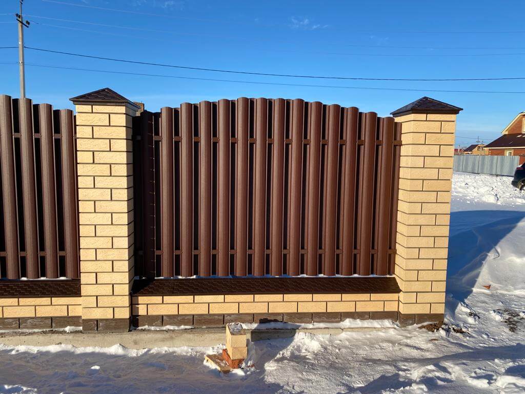 Забор из евроштакетника 57м RAL8017/8017 Шоколад двухсторонний МАТТЕ в Сургуте